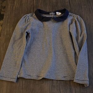 GAP Navy and White Striped Long-Sleeve Top with Peter Pan Collar